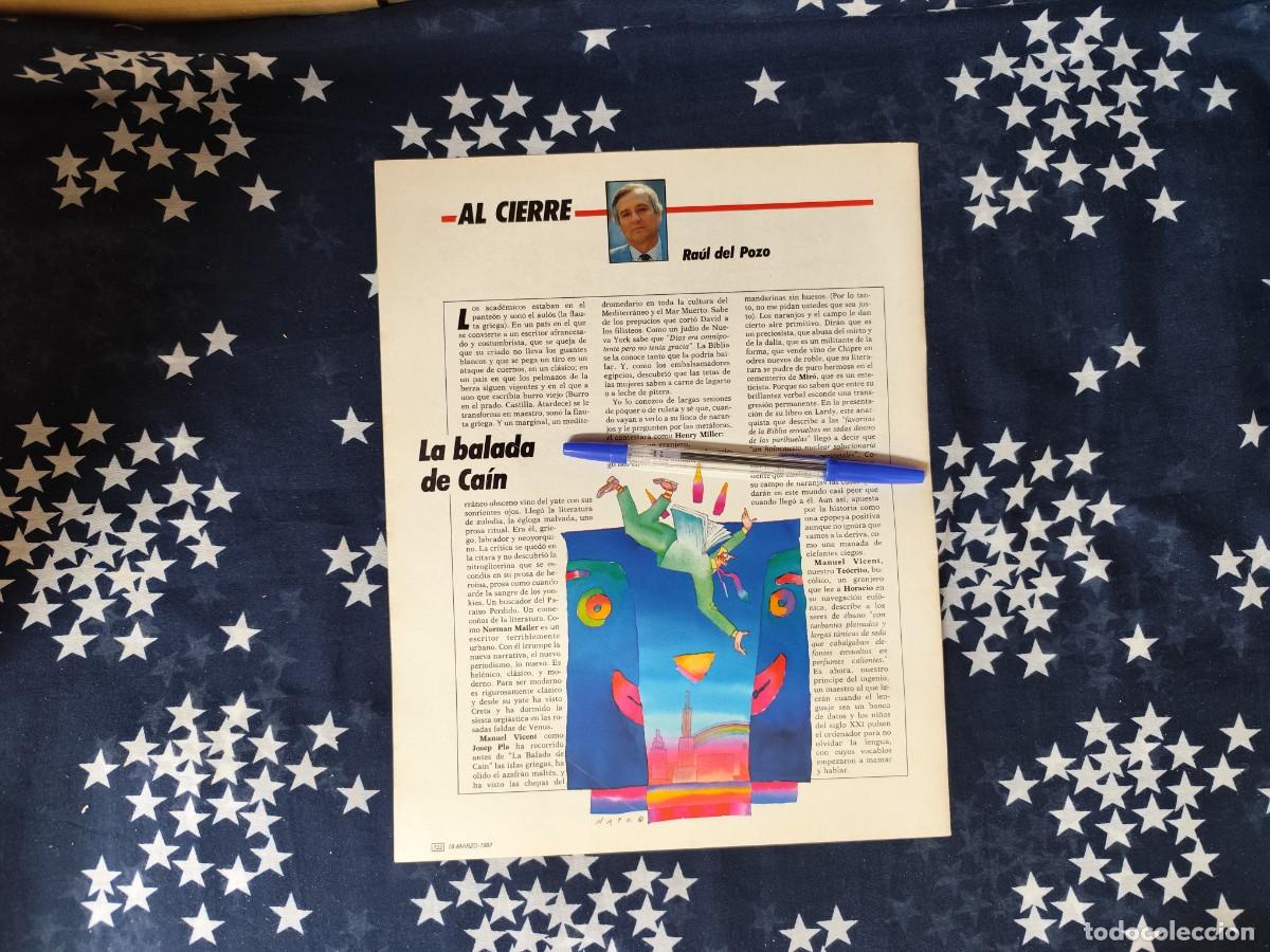 Coleccionismo de revista Intervi&uacute;: Al cierre Ra&uacute;l del Pozo Recorte/Cliping Revista Interviu 566 1987
