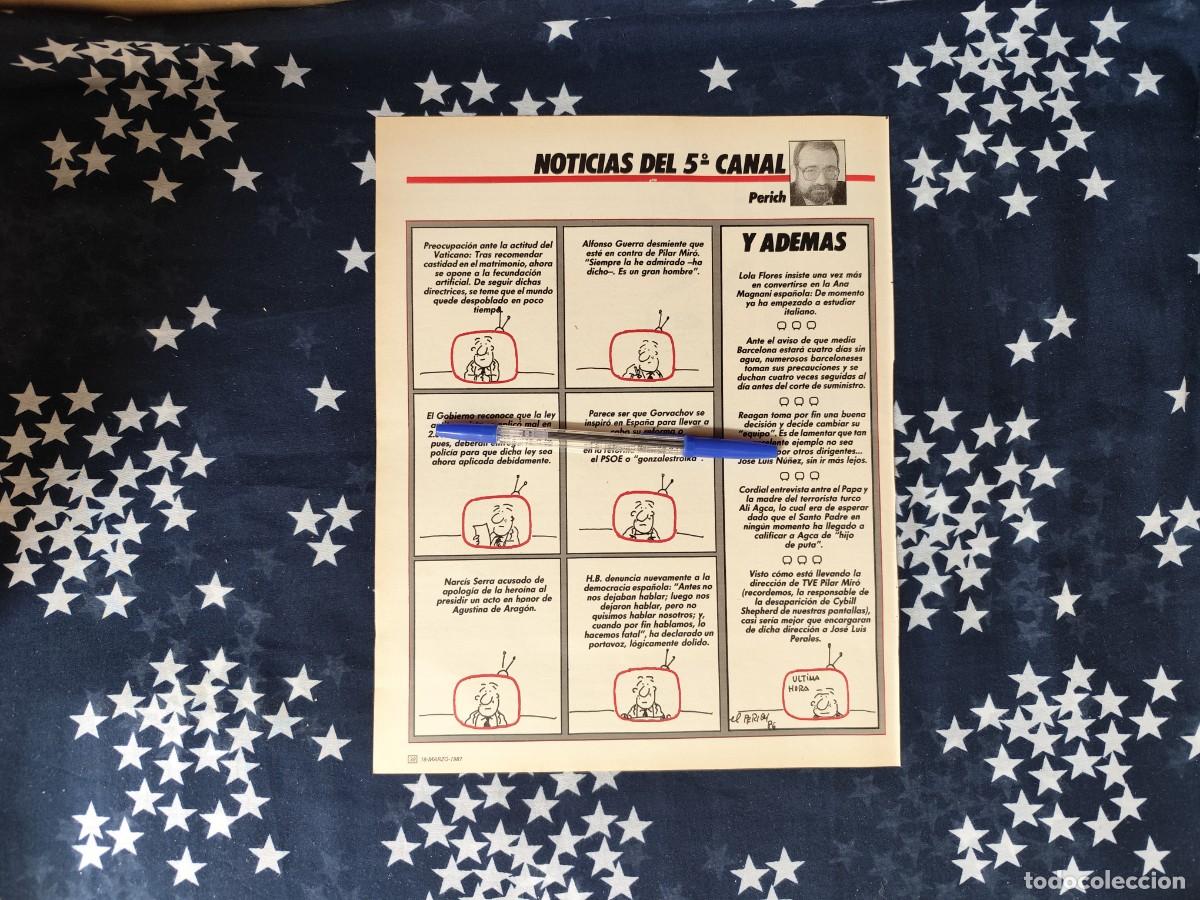 Coleccionismo de revista Intervi&uacute;: Noticias del 5&deg; canal Perich Recorte/Cliping Revista Interviu 566 1987