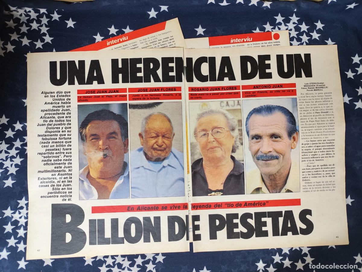 Coleccionismo de revista Intervi&uacute;: Una herencia de un Bill&oacute;n de pesetas Recorte/Cliping Revista Interviu 493 1985