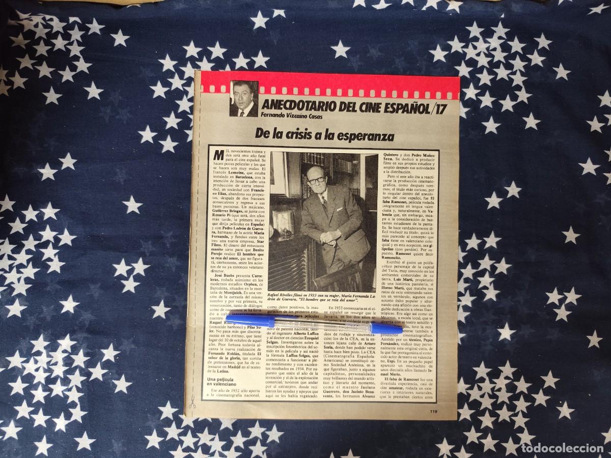Coleccionismo de revista Intervi&uacute;: Anecdotario del cine espa&ntilde;ol/ 17 Vizca&iacute;no Casas Recorte/Cliping Revista Interviu 478 1985