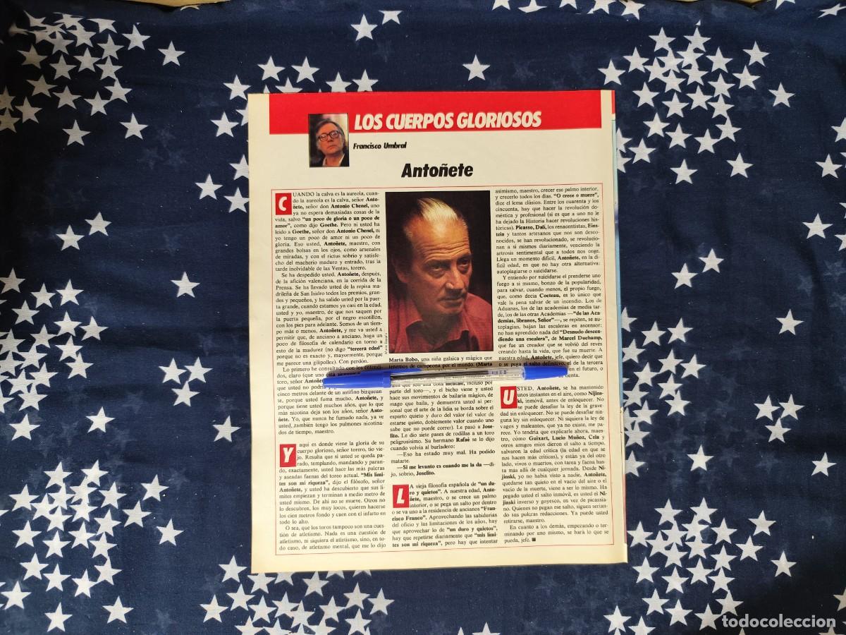 Coleccionismo de revista Intervi&uacute;: Los cuerpos gloriosos Francisco Umbral Recorte/Cliping Revista Interviu 476 1985