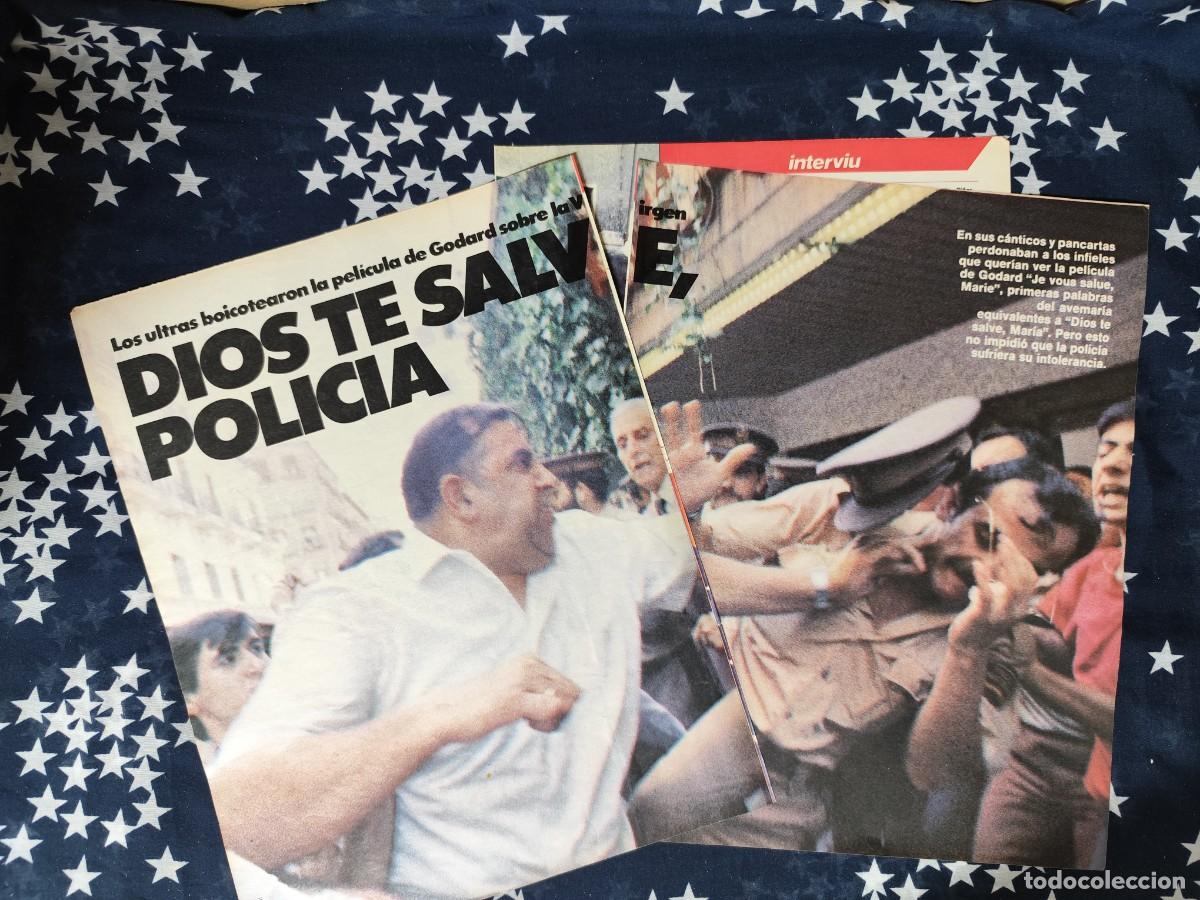 Coleccionismo de revista Intervi&uacute;: Dios te salve polic&iacute;a .Boicot al estreno de GodardRecorte/Cliping Revista Interviu 476 1985