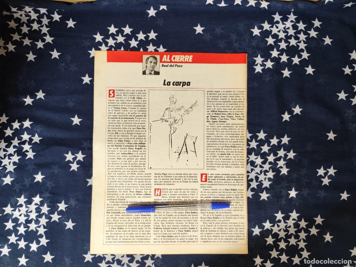Coleccionismo de revista Intervi&uacute;: Al cierre Ra&uacute;l del Pozo Recorte/Cliping Revista Interviu 472 1985
