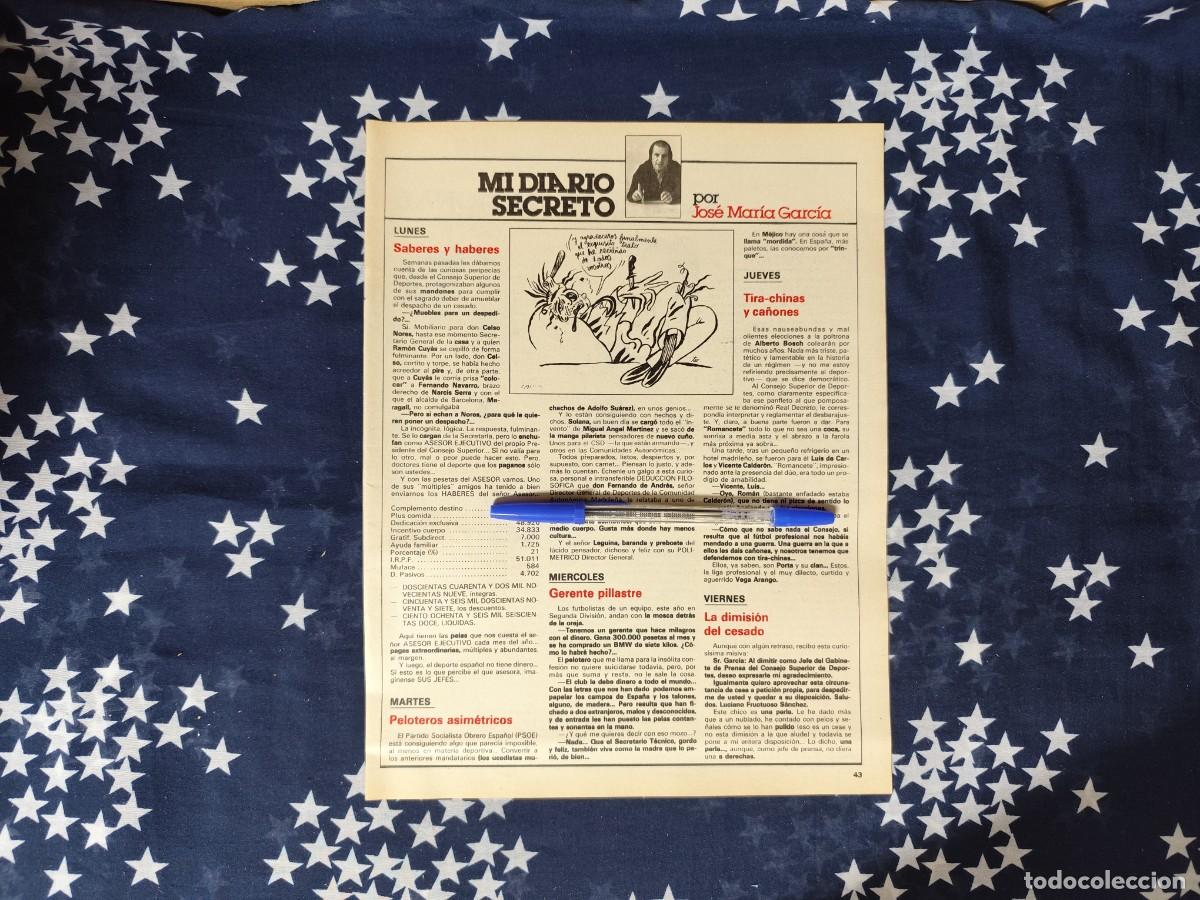 Coleccionismo de revista Intervi&uacute;: Mi diario secreto Jos&eacute; Mar&iacute;a Garc&iacute;a Recorte/Cliping Revista Interviu 447 1984