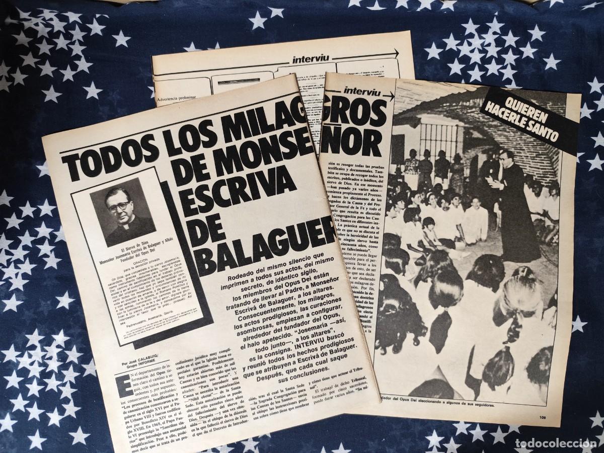 Coleccionismo de revista Intervi&uacute;: Quieren hacer santo a Monse&ntilde;or Escriva de Balaguer Recorte/Cliping Revista Interviu 410 1984