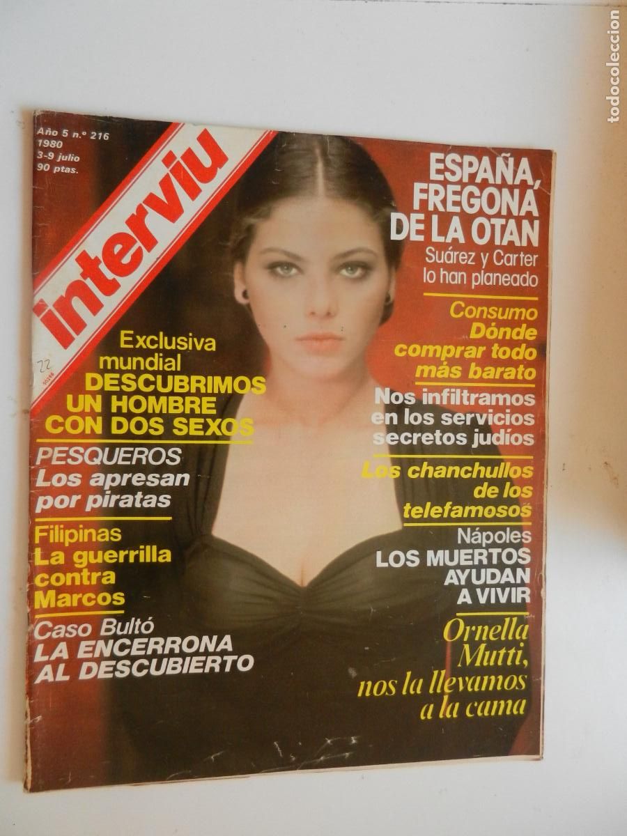 Coleccionismo de revista Intervi&uacute;: INTERVIU REVISTA N&ordm; 216- 07-1980. ORNELLA MUTTI. DESCUBRIMOS UN HOMBRE CON DOS SEXOS.