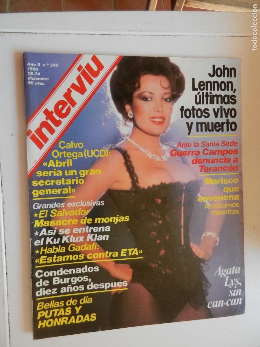 Coleccionismo de revista Intervi&uacute;: INTERVIU REVISTA N&ordm; 240- 12 1980- &Aacute;GATA LYS. JOHN LENNON, &Uacute;LTIMAS FOTOS- MARISCO QUE ENVENENA
