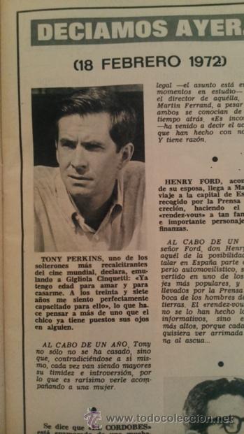 Coleccionismo de revistas: RECORTES anthony perkins - Foto 1