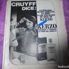 Coleccionismo de Revistas: PUBLICIDAD KERZO : CRUYFF. LECTURAS, ABRIL 1974