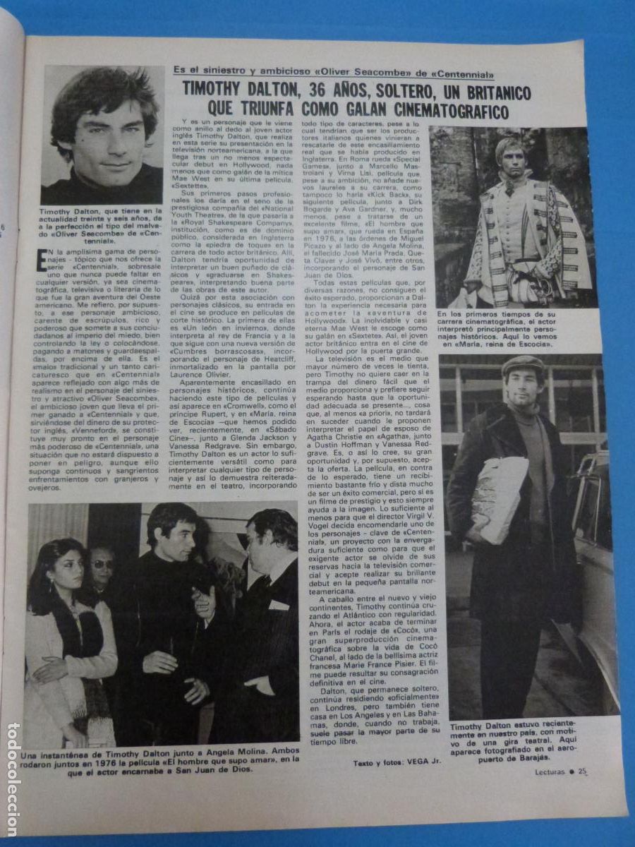 Magazine Collection : RECORTE CLIPPING TIMOTHY DALTON REVISTA LECTURAS N&ordm; 1510 PAG. 25