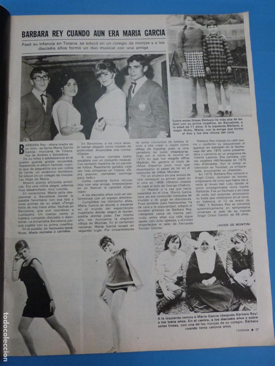 Collezionismo di Riviste: RECORTE CLIPPING BARBARA REY REVISTA LECTURAS N&ordm; 1510 PAG. 37