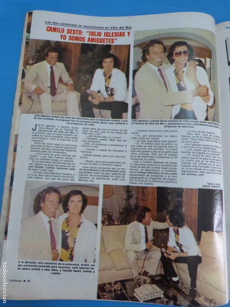 Coleccionismo de Revistas: RECORTE CLIPPING CAMILO SESTO JULIO IGLESIAS REVISTA LECTURAS N&ordm; 1510 PAG. 60