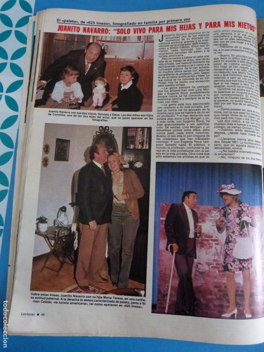 Coleccionismo de Revistas: RECORTE CLIPPING JUANITO NAVARRO REVISTA LECTURAS N&ordm; 1509 PAG. 46,47