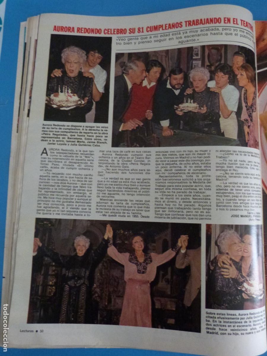 Coleccionismo de Revistas: RECORTE CLIPPING AURORA REDONDO REVISTA LECTURAS N&ordm; 1509 PAG. 50
