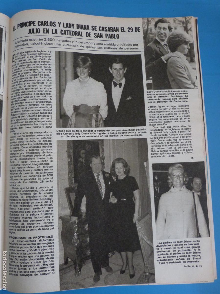 Coleccionismo de Revistas: RECORTE CLIPPING LADY DI DIANA DE GALES REVISTA LECTURAS N&ordm; 1509 PAG. 75