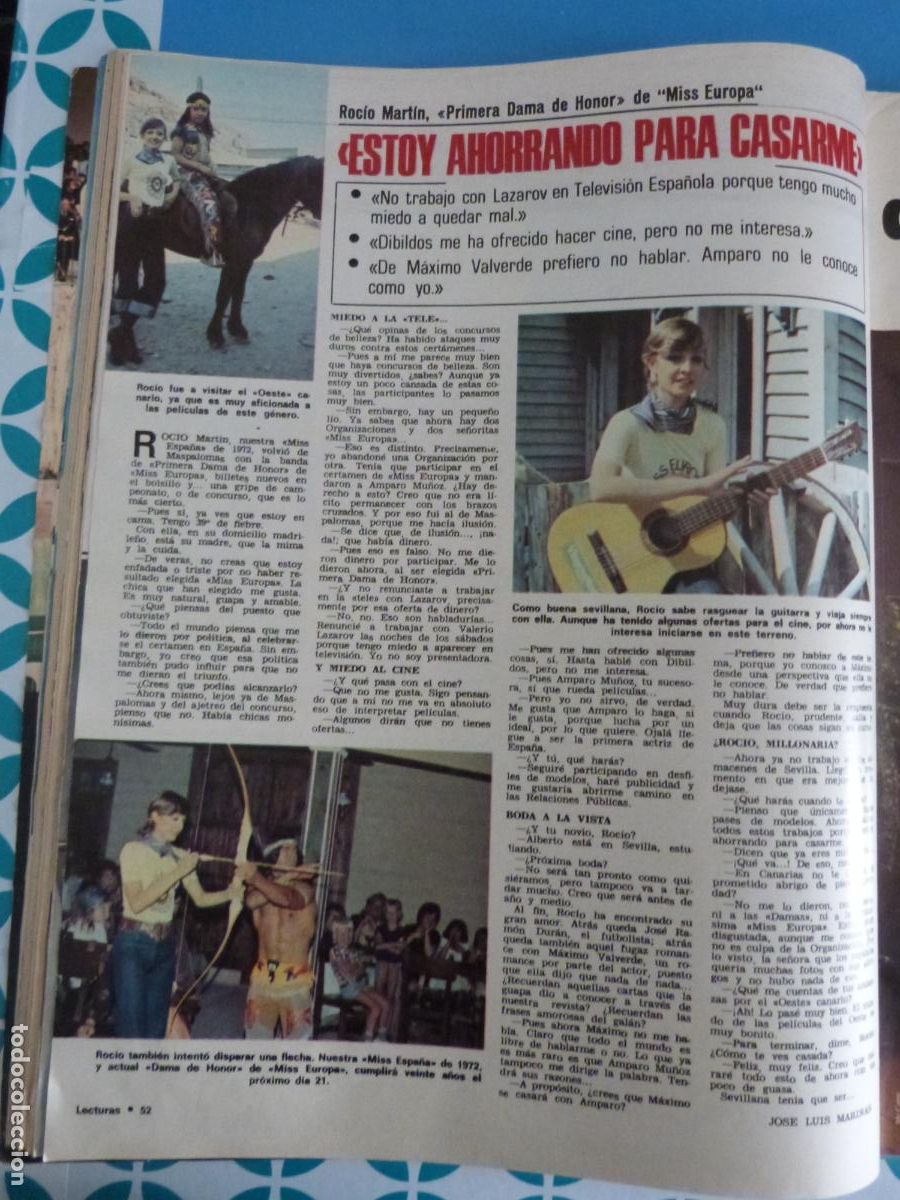 Coleccionismo de Revistas: RECORTE CLIPPING ROCIO MARTIN MISS ESPA&Ntilde;A REVISTA LECTURAS N&ordm; 1152 PAG. 52