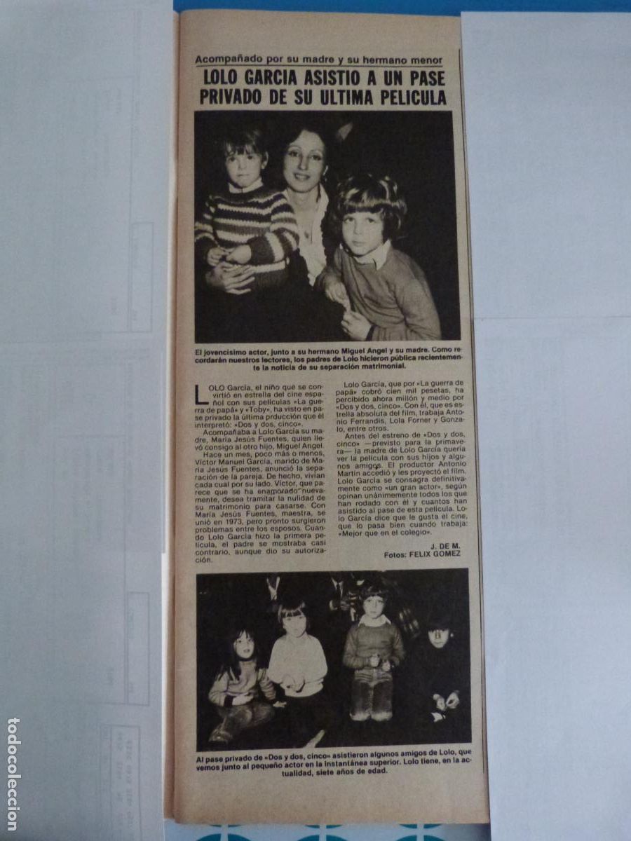 Coleccionismo de Revistas: RECORTE CLIPPING LOLO GARCIA REVISTA LECTURAS N&ordm; 1511 PAG. 7