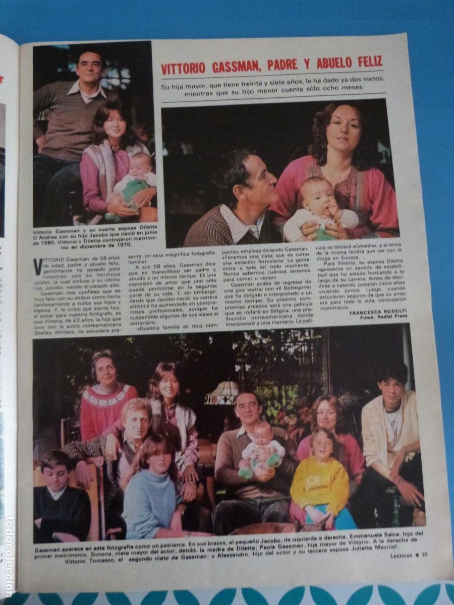 Coleccionismo de Revistas: RECORTE CLIPPING VITTORIO GASSMAN REVISTA LECTURAS N&ordm; 1511 PAG. 25