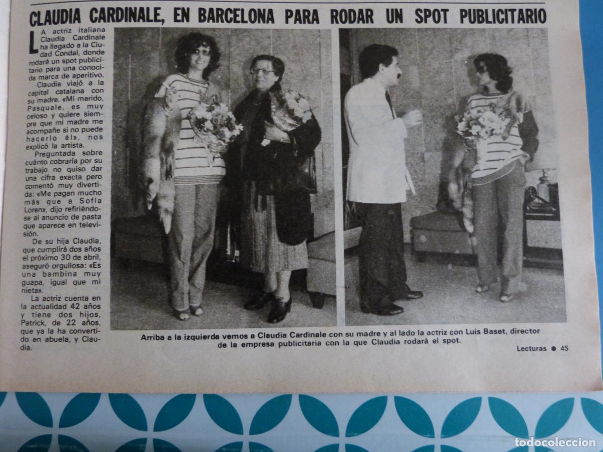 Coleccionismo de Revistas: RECORTE CLIPPING CLAUDIA CARDINALE REVISTA LECTURAS N&ordm; 1511 PAG. 45