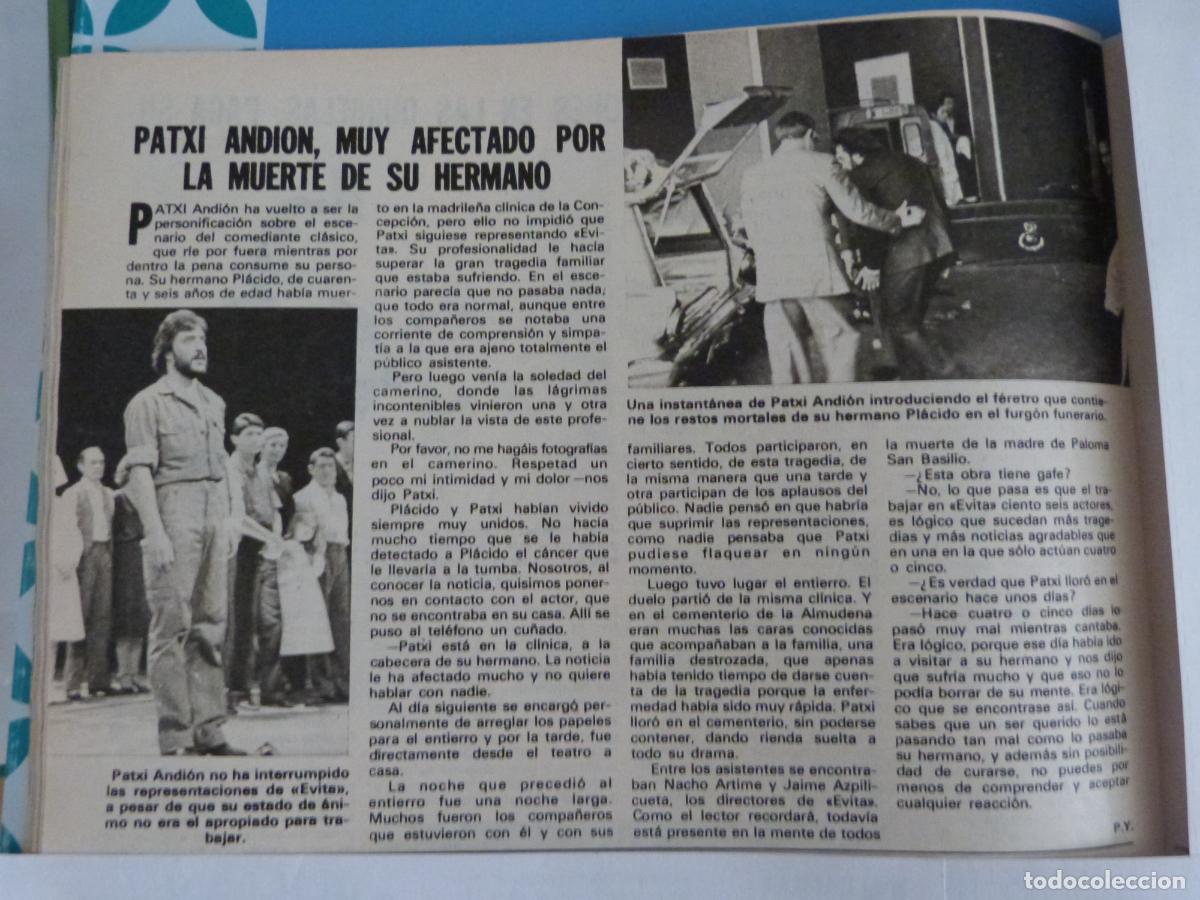 Coleccionismo de Revistas: RECORTE CLIPPING PATXI ANDION REVISTA LECTURAS N&ordm; 1511 PAG. 78