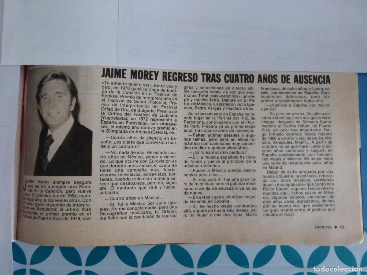 Coleccionismo de Revistas: RECORTE CLIPPING JAIME MOREY REVISTA LECTURAS N&ordm; 1511 PAG. 89