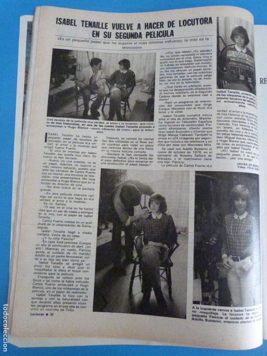 Coleccionismo de Revistas: RECORTE CLIPPING ISABEL TENAILLE REVISTA LECTURAS N&ordm; 1515 PAG. 32