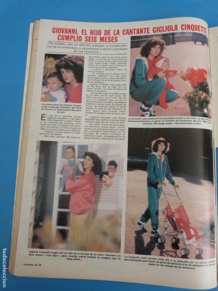 Coleccionismo de Revistas: RECORTE CLIPPING GIGLIOLA CINQUETTI REVISTA LECTURAS N&ordm; 1515 PAG. 58,59