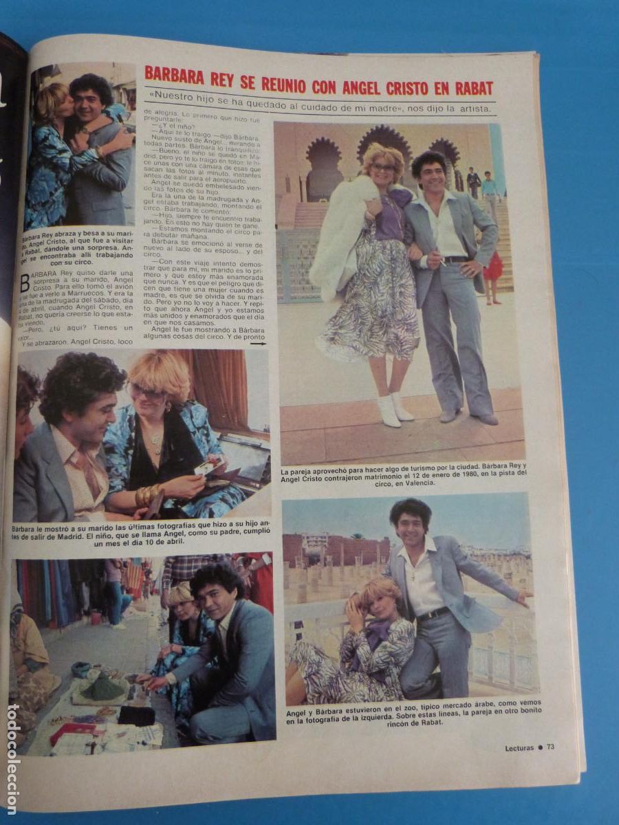 Coleccionismo de Revistas: RECORTE CLIPPING BARBARA REY ANGEL CRISTO REVISTA LECTURAS N&ordm; 1515 PAG. 73,74