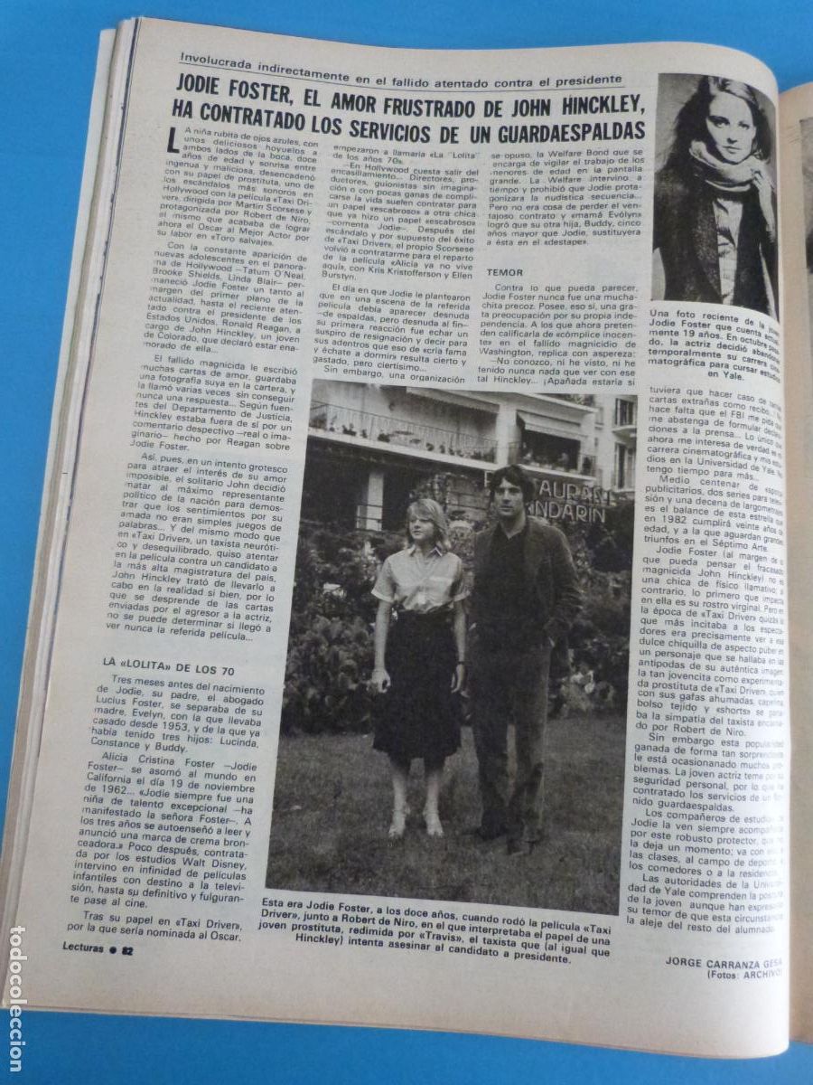 Coleccionismo de Revistas: RECORTE CLIPPING JODIE FOSTER REVISTA LECTURAS N&ordm; 1515 PAG. 82