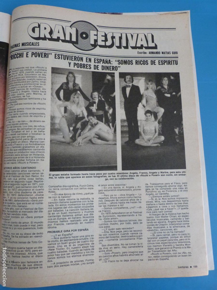 Coleccionismo de Revistas: RECORTE CLIPPING RICCHI E POVERI REVISTA LECTURAS N&ordm; 1515 PAG. 109