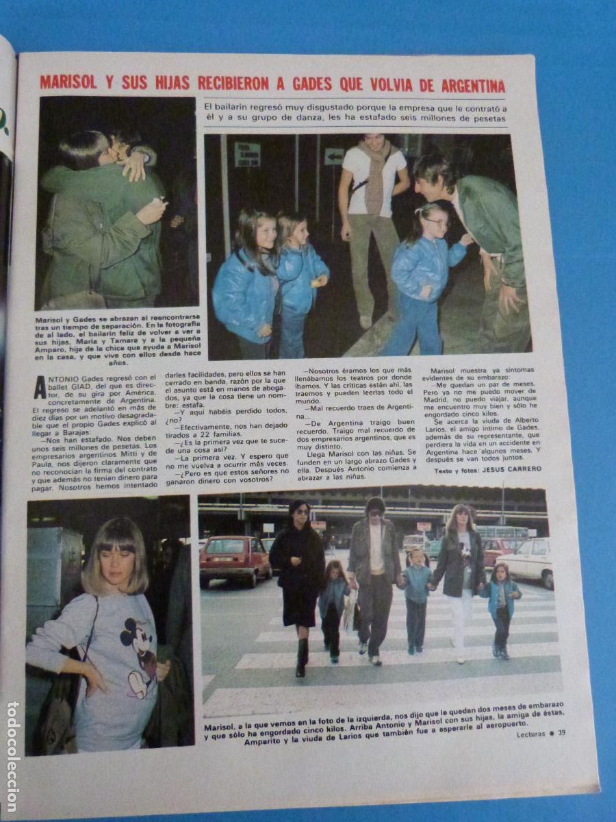 Coleccionismo de Revistas: RECORTE CLIPPING MARISOL PEPA FLORES REVISTA LECTURAS N&ordm; 1514 PAG. 39