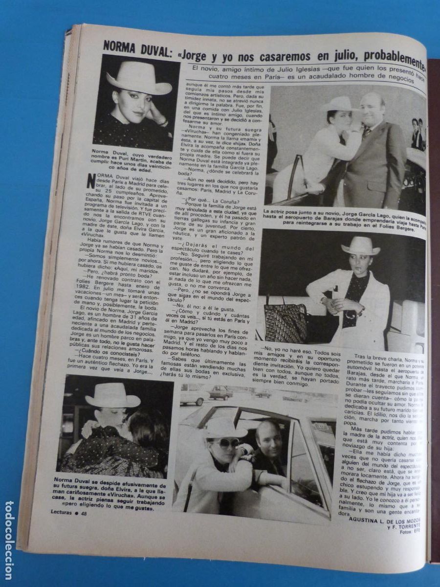 Coleccionismo de Revistas: RECORTE CLIPPING NORMA DUVAL REVISTA LECTURAS N&ordm; 1514 PAG. 48