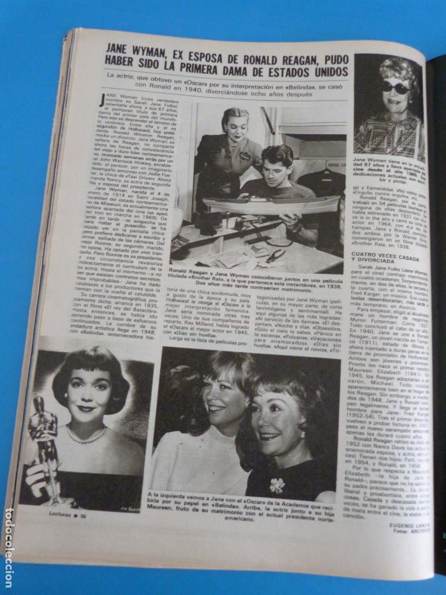 Coleccionismo de Revistas: RECORTE CLIPPING JANE WYMAN REVISTA LECTURAS N&ordm; 1514 PAG. 96