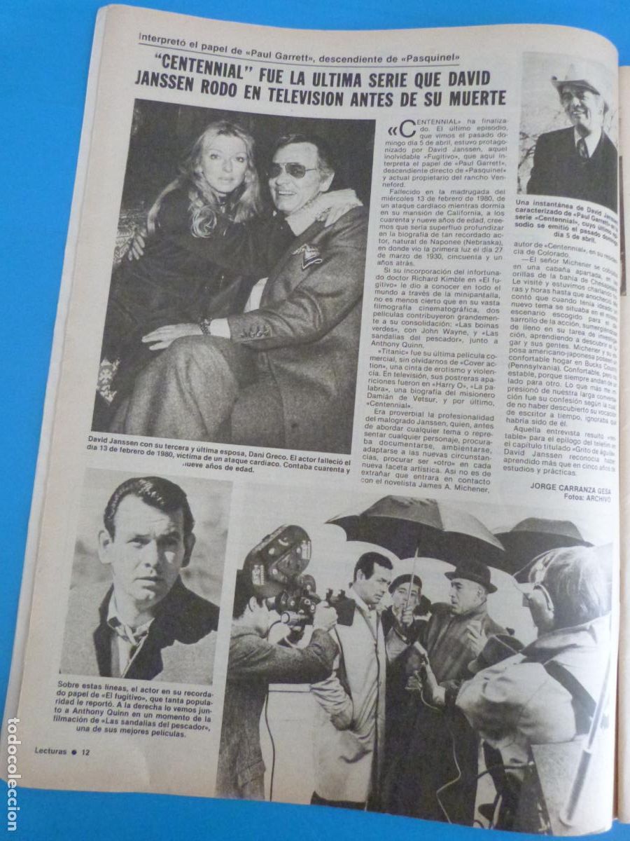 Coleccionismo de Revistas: RECORTE CLIPPING DAVID JANSSEN REVISTA LECTURAS N&ordm; 1513 PAG. 12