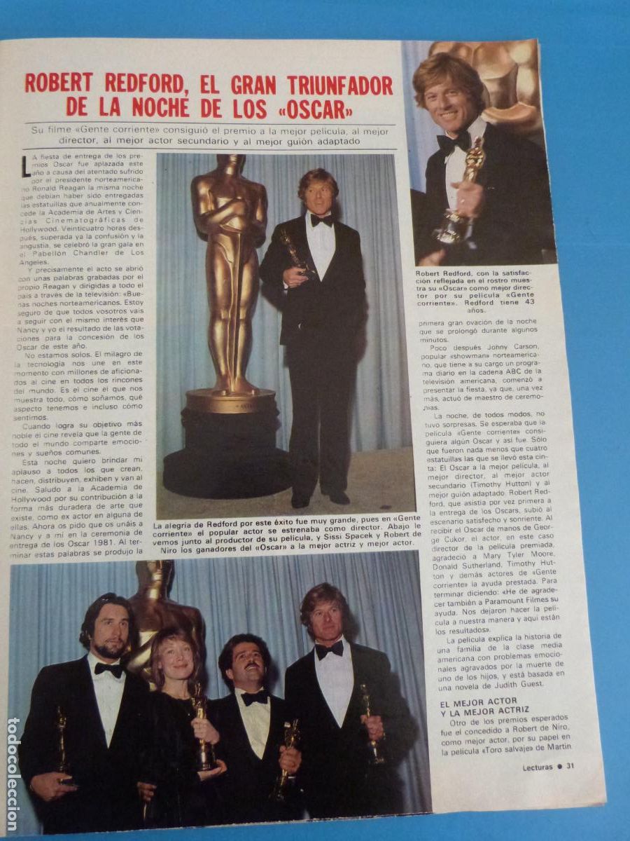 Coleccionismo de Revistas: RECORTE CLIPPING ROBERT REDFORD REVISTA LECTURAS N&ordm; 1513 PAG. 31-35