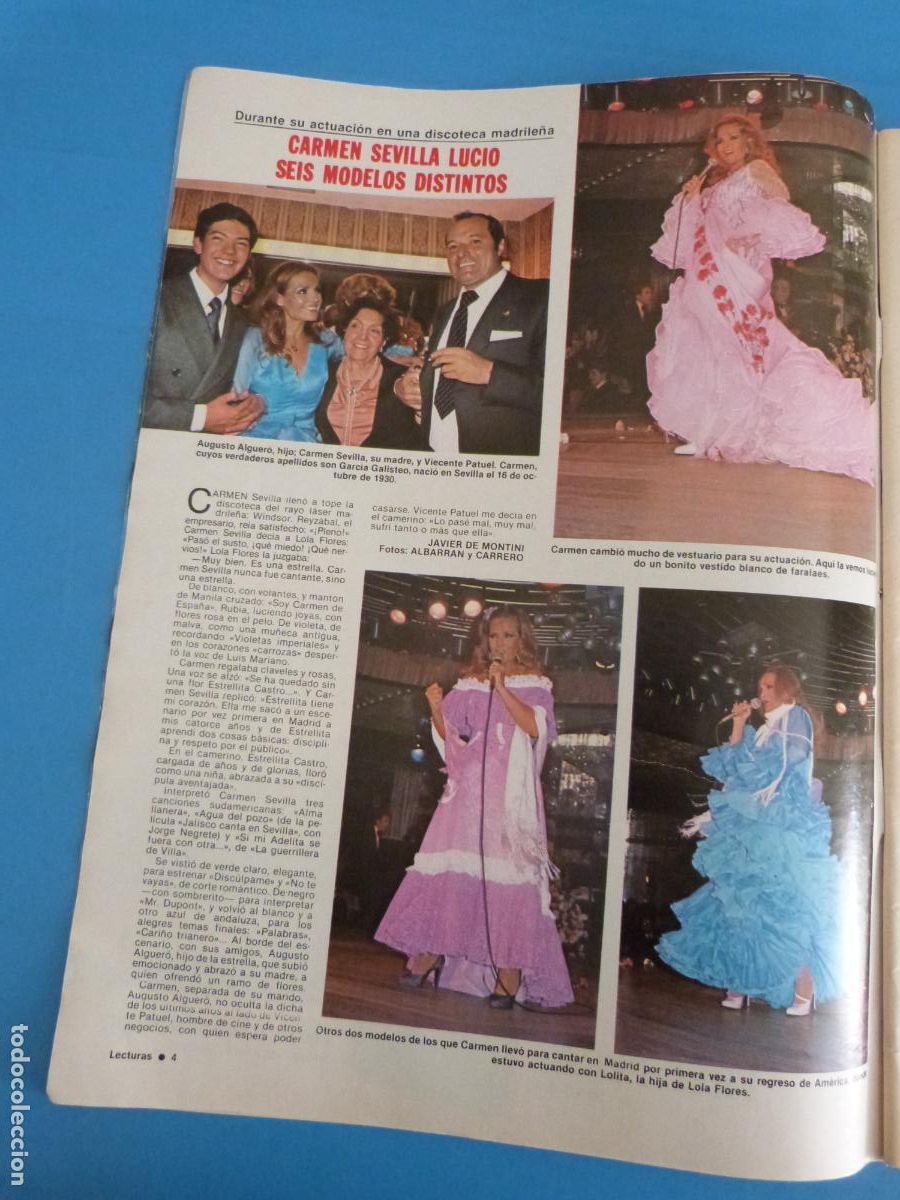 Coleccionismo de Revistas: RECORTE CLIPPING CARMEN SEVILLA REVISTA LECTURAS N&ordm; 1512 PAG. 4