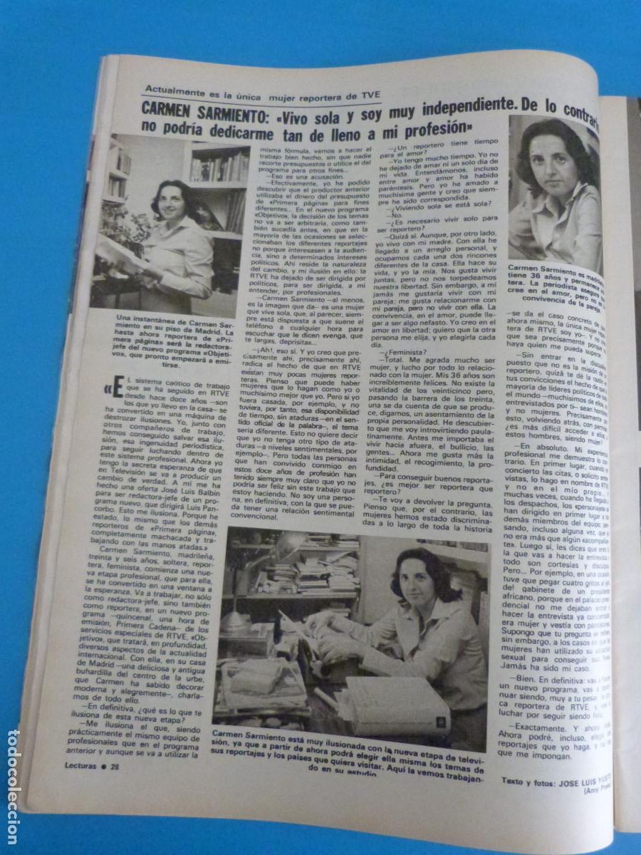 Coleccionismo de Revistas: RECORTE CLIPPING CARMEN SARMIENTO REVISTA LECTURAS N&ordm; 1512 PAG. 28