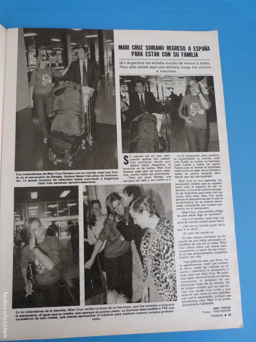 Coleccionismo de Revistas: RECORTE CLIPPING MARI CRUZ SORIANO REVISTA LECTURAS N&ordm; 1512 PAG. 29