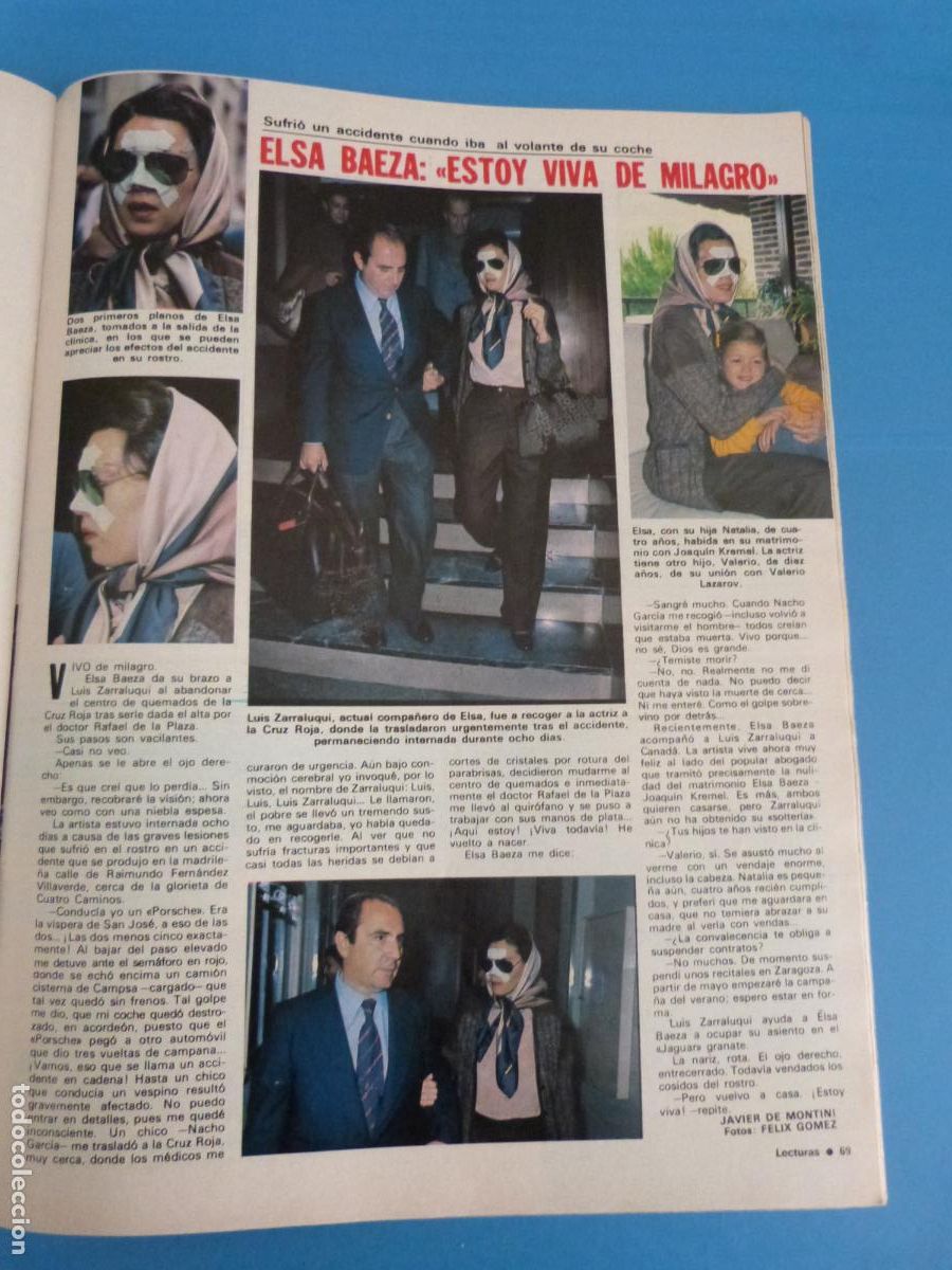Coleccionismo de Revistas: RECORTE CLIPPING ELSA BAEZA REVISTA LECTURAS N&ordm; 1512 PAG. 69