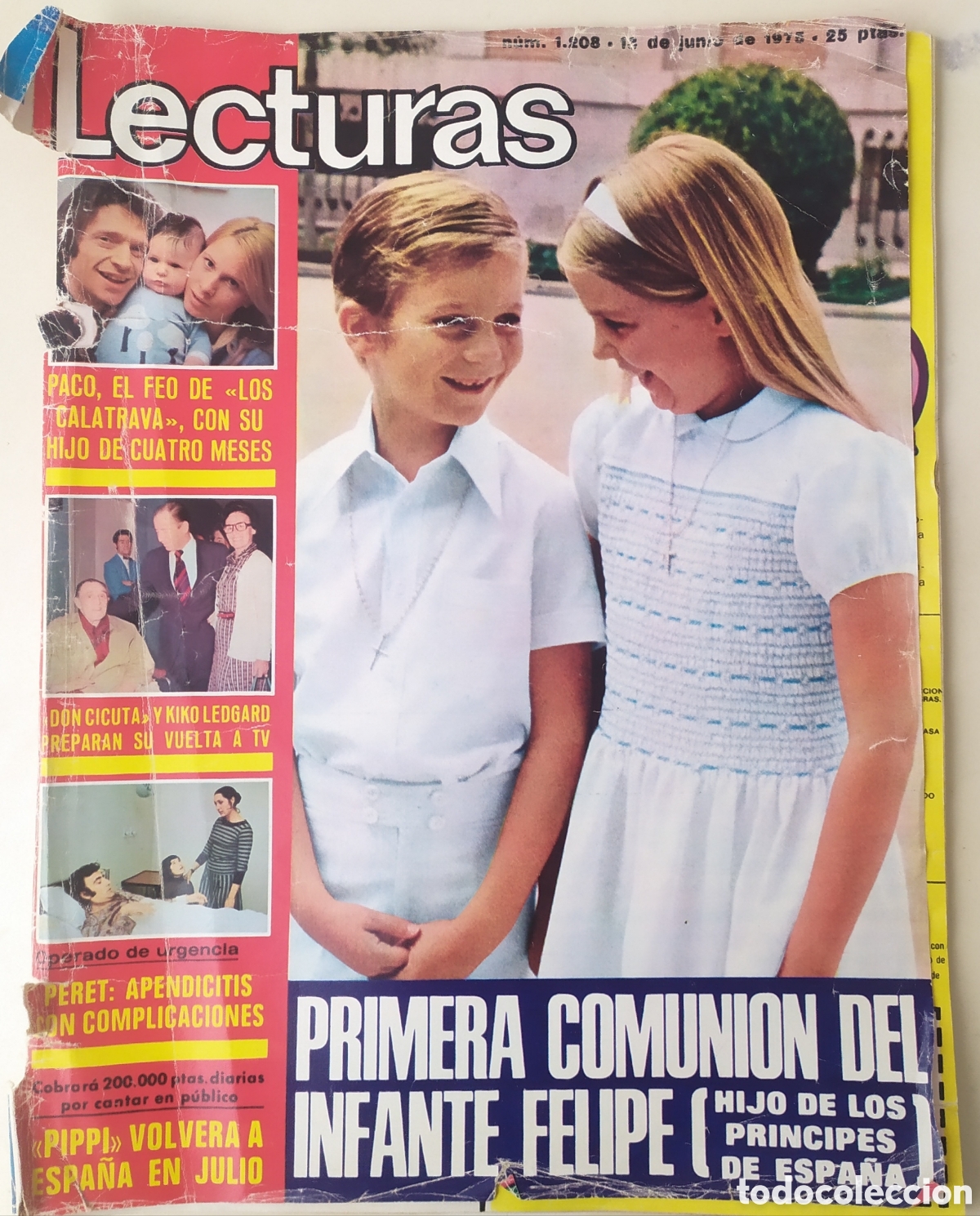 Coleccionismo de Revistas: Revista Lecturas n&deg;1.208, 13/6/1975 - Primera Comuni&oacute;n del Pr&iacute;ncipe Felipe