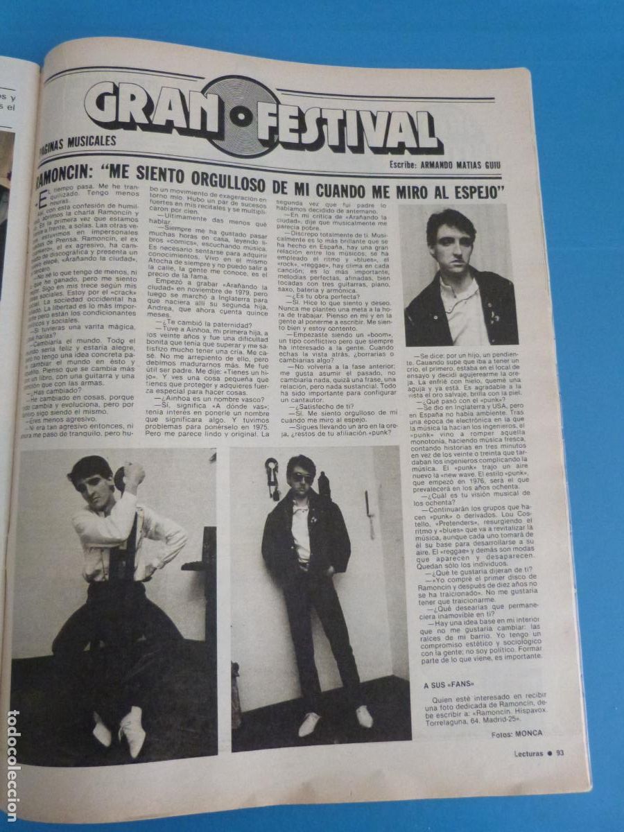 Coleccionismo de Revistas: RECORTE CLIPPING RAMONCION REVISTA LECTURAS N&ordm; 1512 PAG. 93