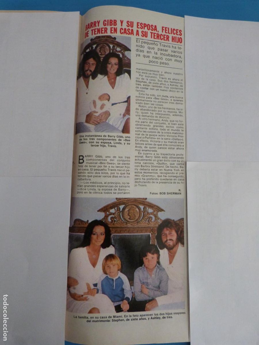 Coleccionismo de Revistas: RECORTE CLIPPING BARRY GIBB THE BEE GEES REVISTA LECTURAS N&ordm; 1512 PAG. 109