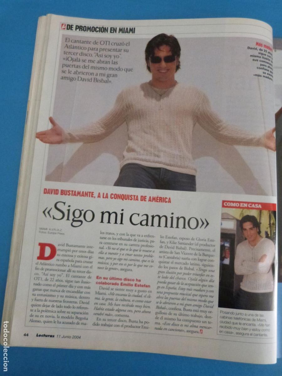 Coleccionismo de Revistas: RECORTE CLIPPING DAVID BUSTAMANTE REVISTA LECTURAS N&ordm; 2724 PAG. 44