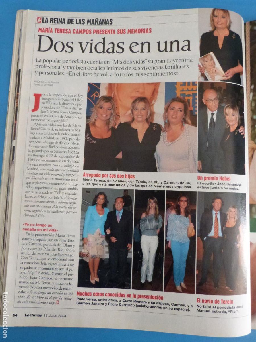 Coleccionismo de Revistas: RECORTE CLIPPING MARIA TERESA CAMPOS REVISTA LECTURAS N&ordm; 2724 PAG. 94