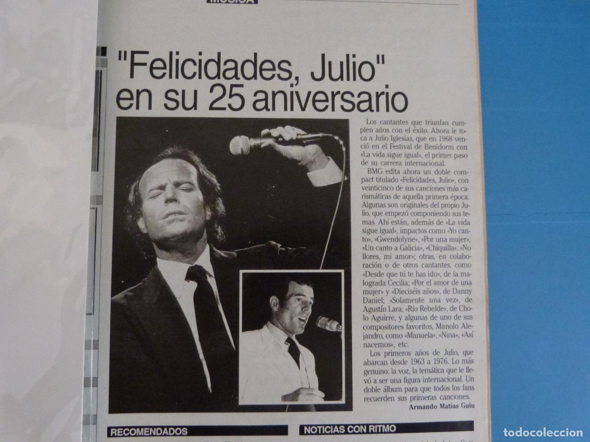 Coleccionismo de Revistas: RECORTE CLIPPING JULIO IGLESIAS 25 ANIVERSARIO REVISTA LECTURAS N&ordm; 2126 PAG. 45