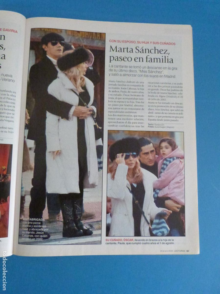 Coleccionismo de Revistas: RECORTE CLIPPING MARTA SANCHEZ REVISTA LECTURAS N&ordm; 2913 PAG. 61