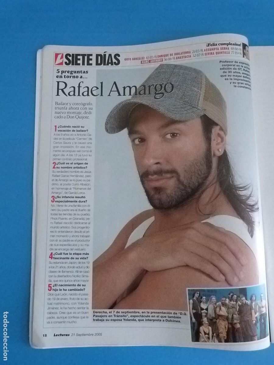 Coleccionismo de Revistas: RECORTE CLIPPING RAFAEL AMARGO REVISTA LECTURAS N&ordm; 2791 PAG. 18