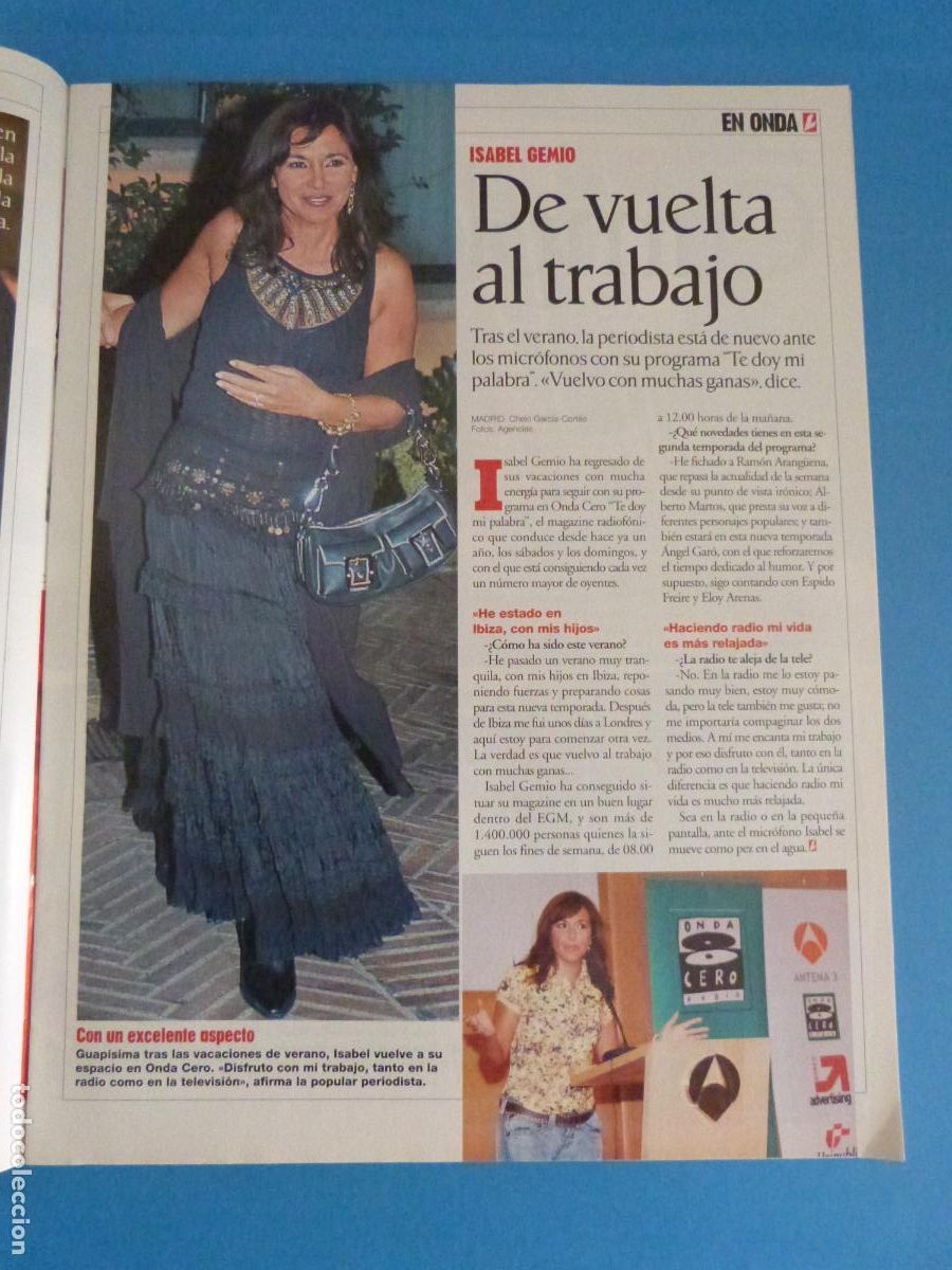 Coleccionismo de Revistas: RECORTE CLIPPING ISABEL GEMIO REVISTA LECTURAS N&ordm; 2791 PAG. 41