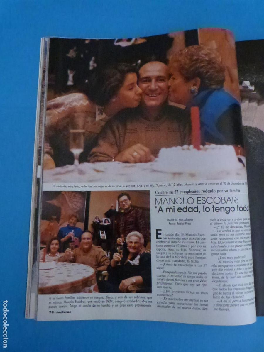 Coleccionismo de Revistas: RECORTE CLIPPING MANOLO ESCOBAR REVISTA LECTURAS N&ordm; 2066 PAG. 78