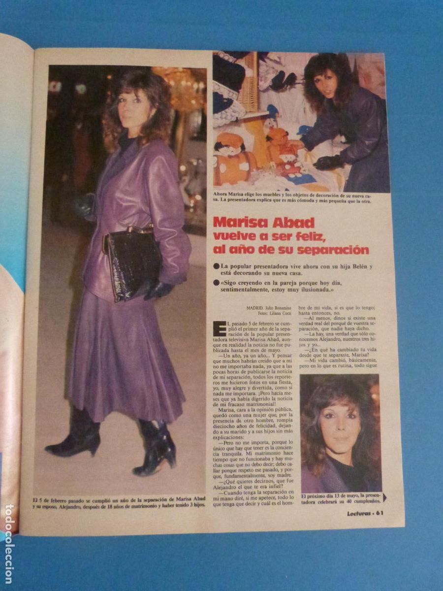 Coleccionismo de Revistas: RECORTE CLIPPING MARISA ABAD REVISTA LECTURAS N&ordm; 1830 PAG. 61,62